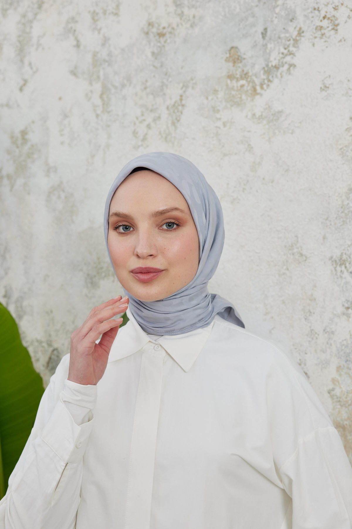 Perla Desen Jakar Eşarp Gümüş Gri