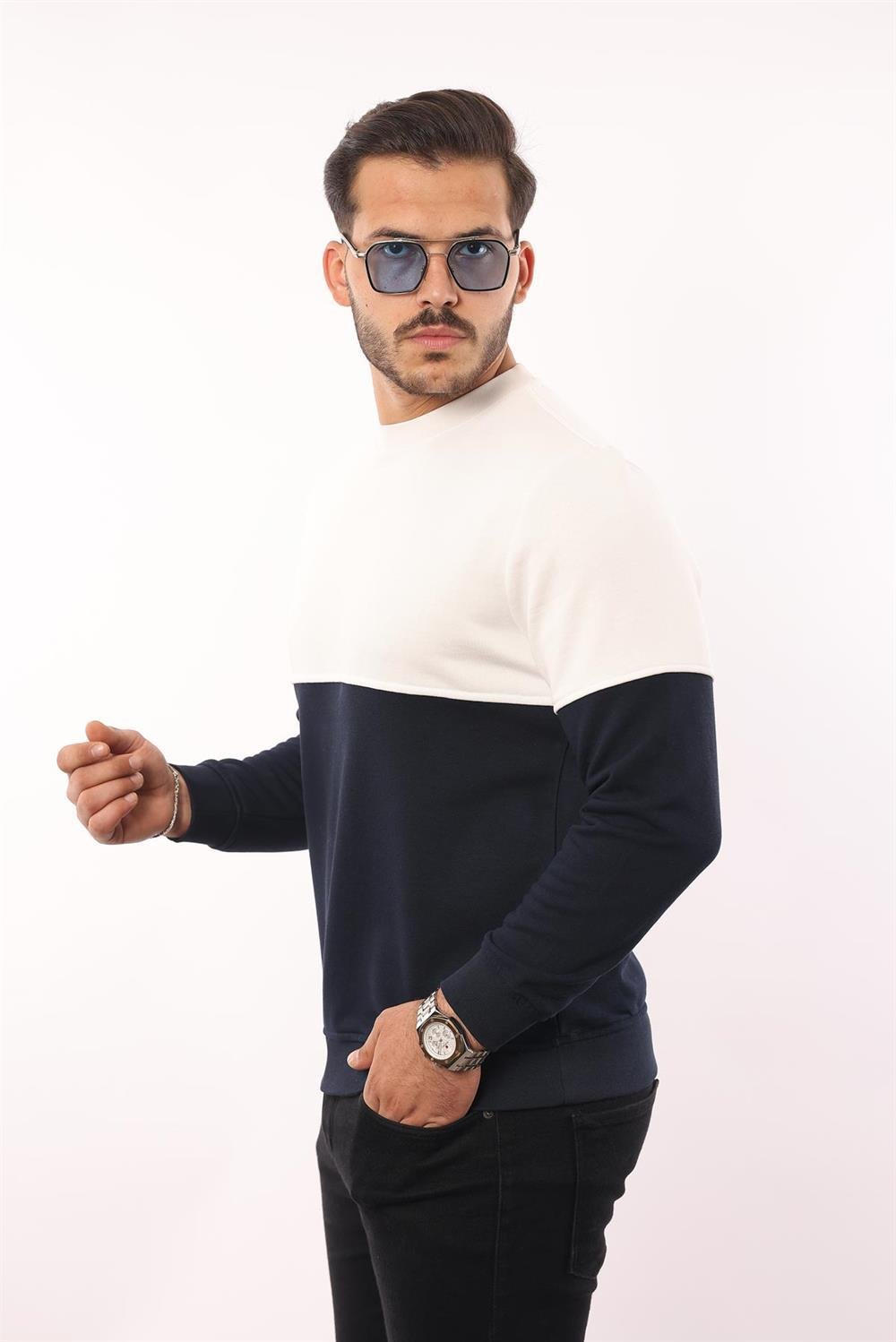3 İplik Bisiklet Yaka Sweatshirt – Pamuk Viskon Regular Fit Rugatchi Exclusive
