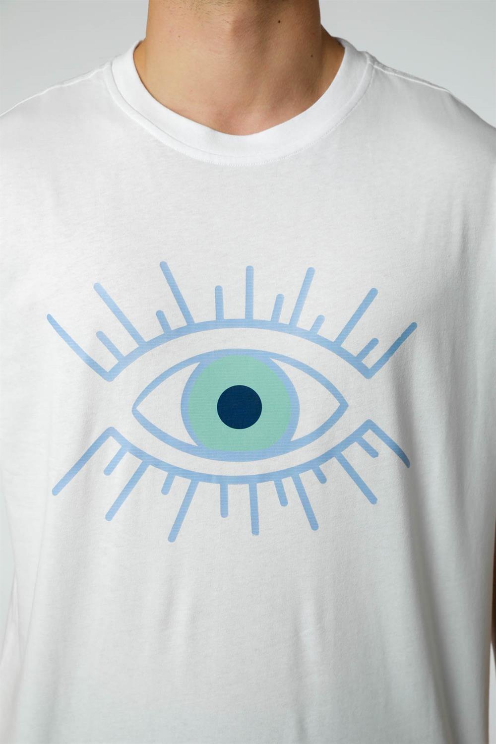 Baskılı Oversize Bisiklet Yaka T-Shirt