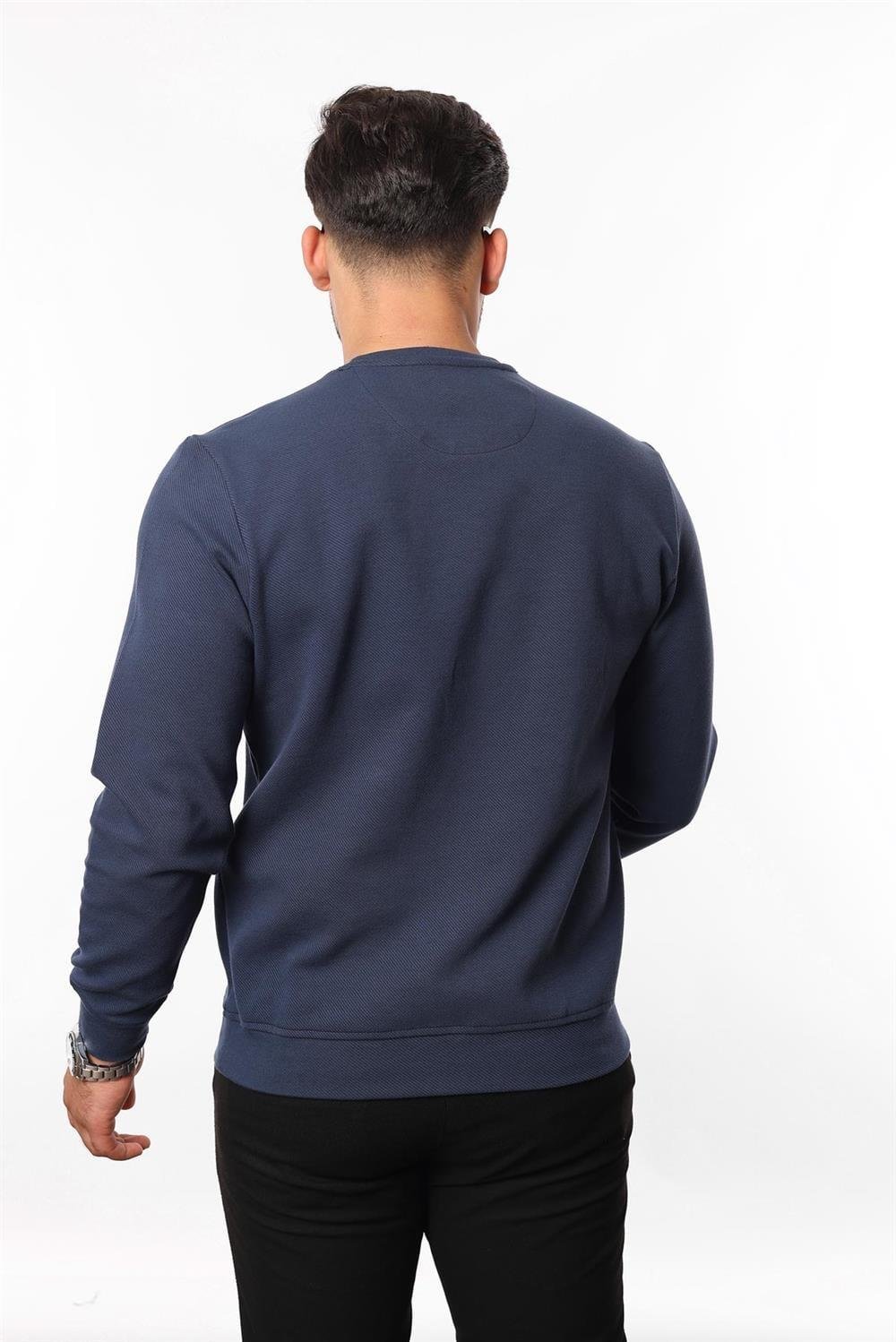 Diagonal Interlok Bisiklet Yaka Sweatshirt – Pamuk Viskon Regular Fit Rugatchi Exclusive