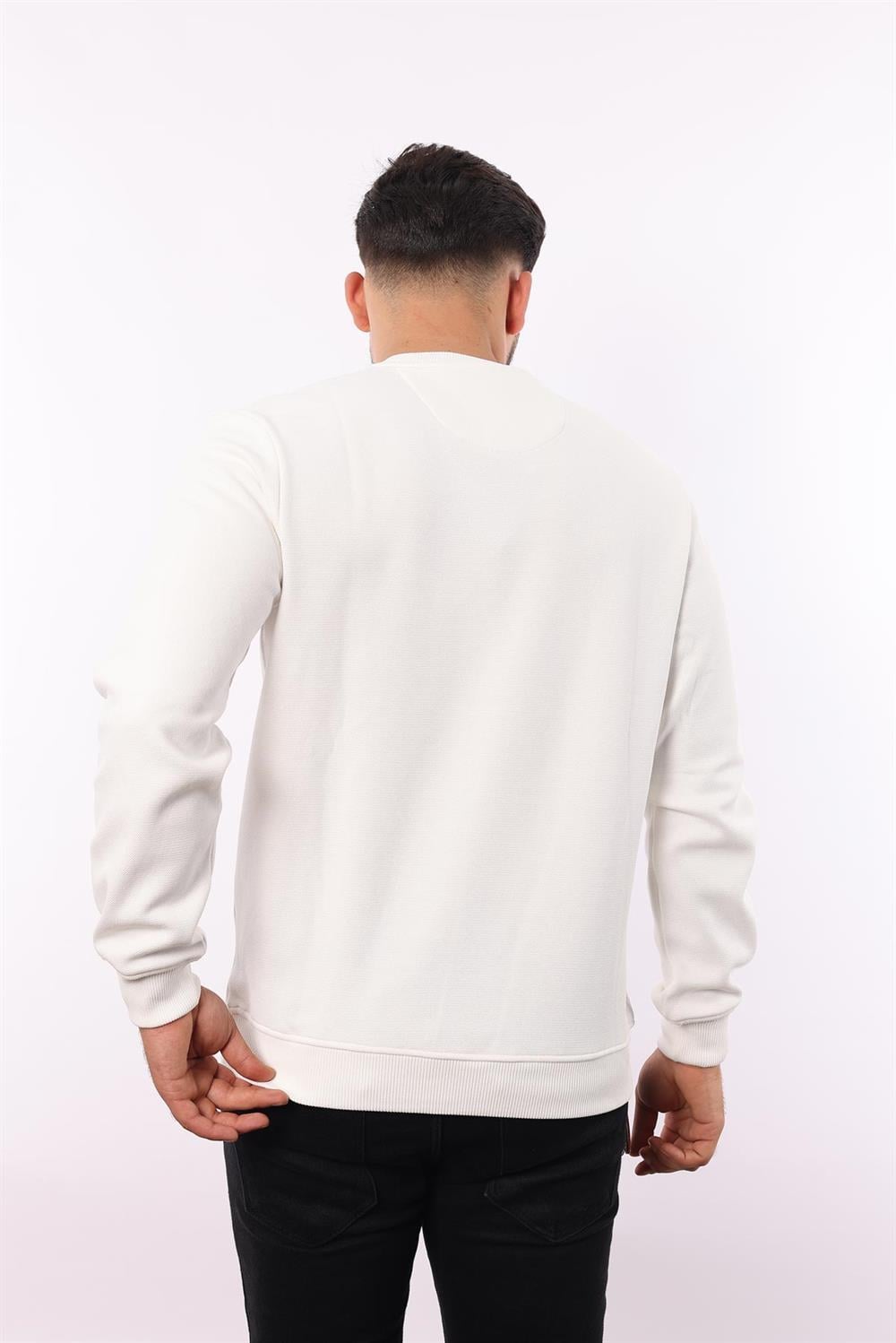 Rugatchi Şardonlu Pike Sweatshirt – %70 Pamuk %30 Viskoz Bisiklet Yaka