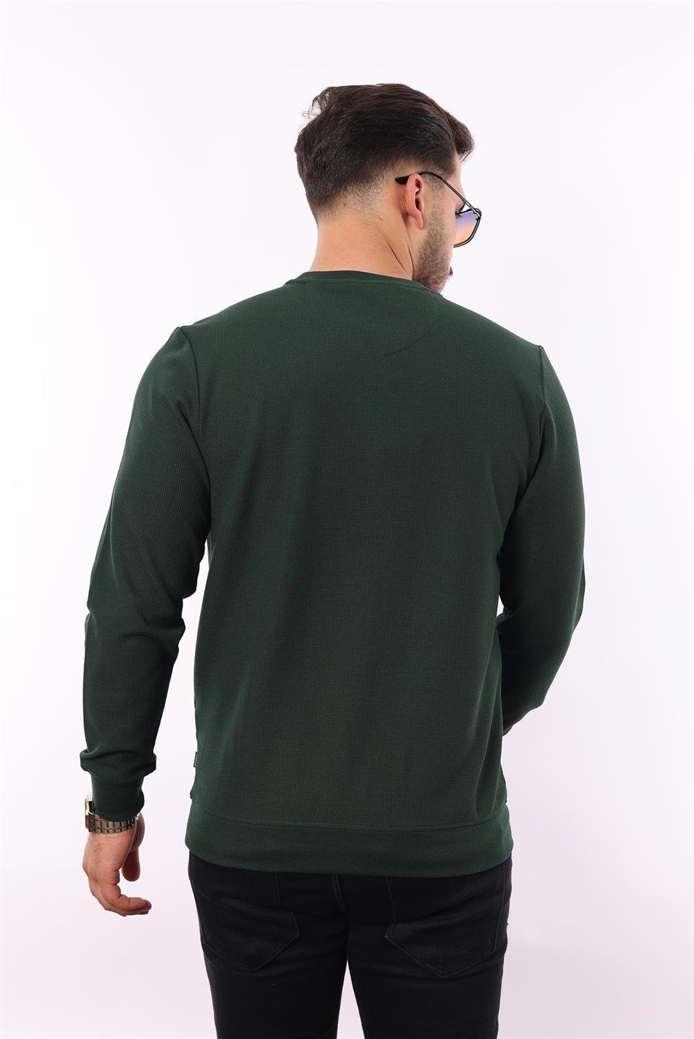 Waffle Dokuma Bisiklet Yaka Sweatshirt – Pamuk Viskon Regular Fit Rugatchi Exclusive