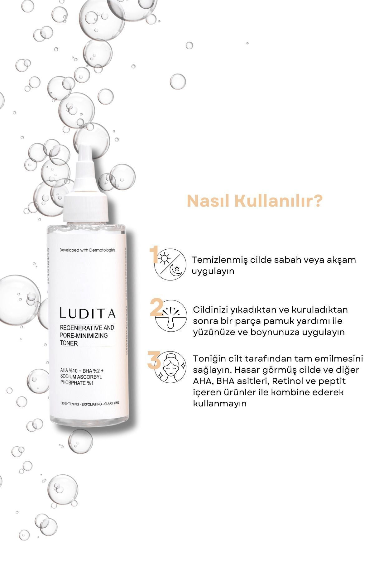%10 Aha, %2 Bha, %1 Vitamin C Yenileyici Ve Gözenek Sıkılaştırıcı Peeling Tonik