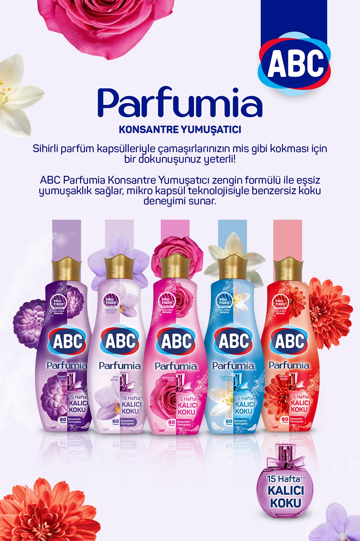 Abc Konsantre Yumuşat. Romantik Gül (Pembe) 1440 ml