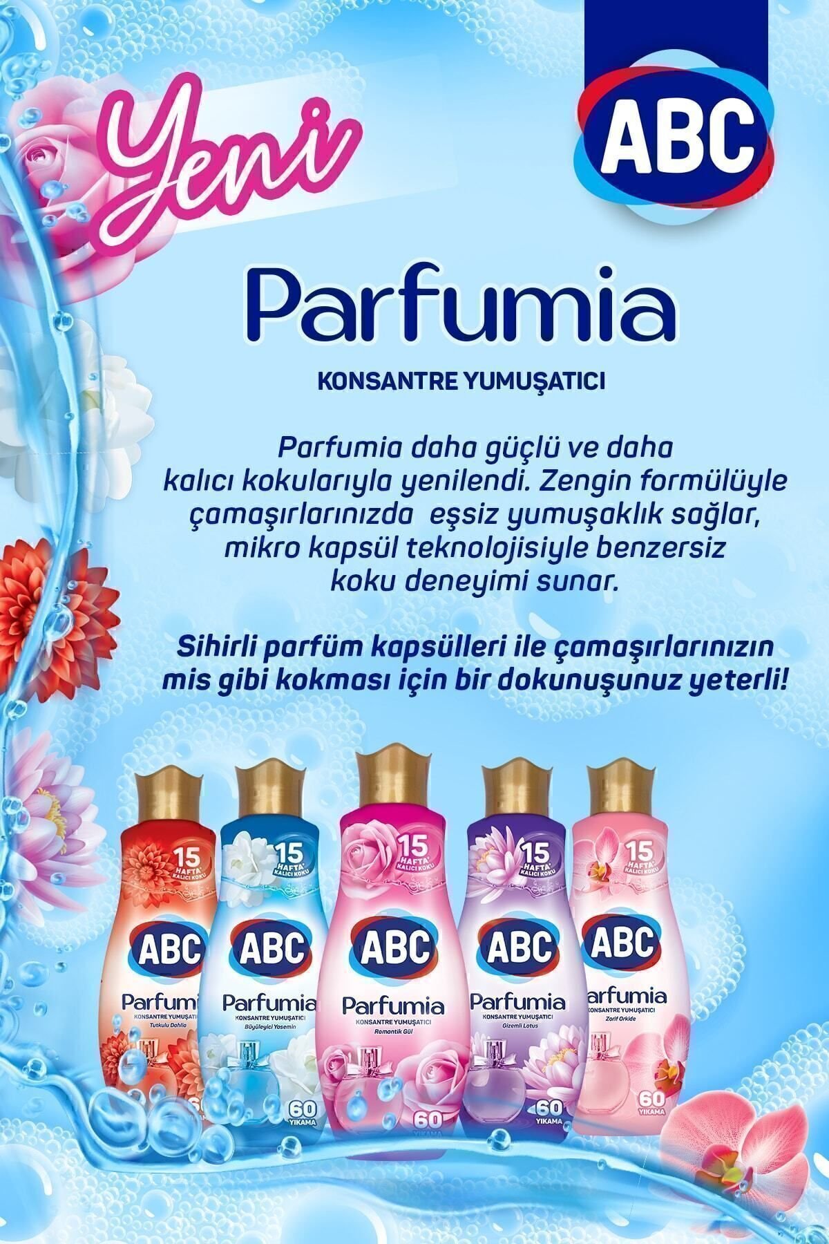 ABC Konsantre Yumuşatıcı Romantik Gül (Pembe) 1440ml x3 Adet