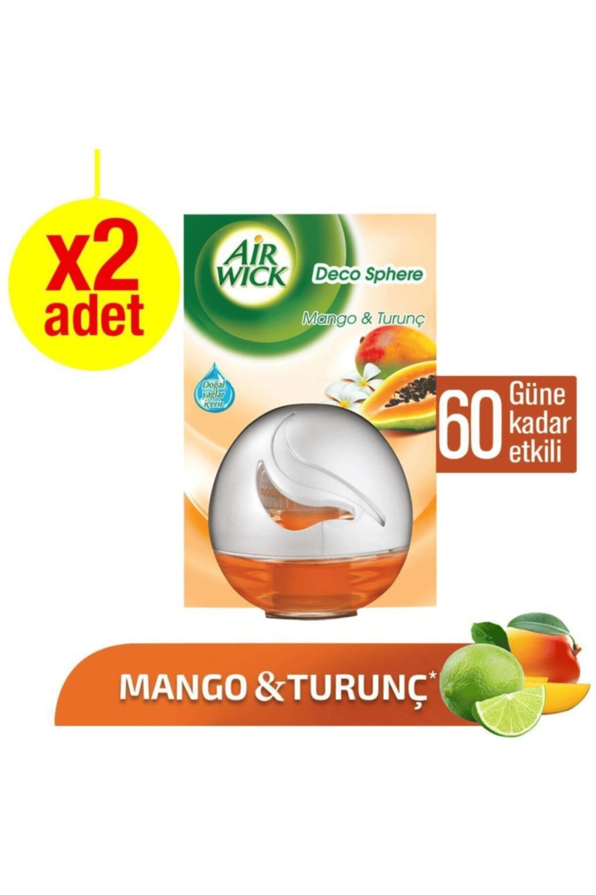 Air Wick Decosphere Hava Tazeleyeci Oda Kokusu Greyfurt Ve Portakal Çiçeği 75 ml x2adet