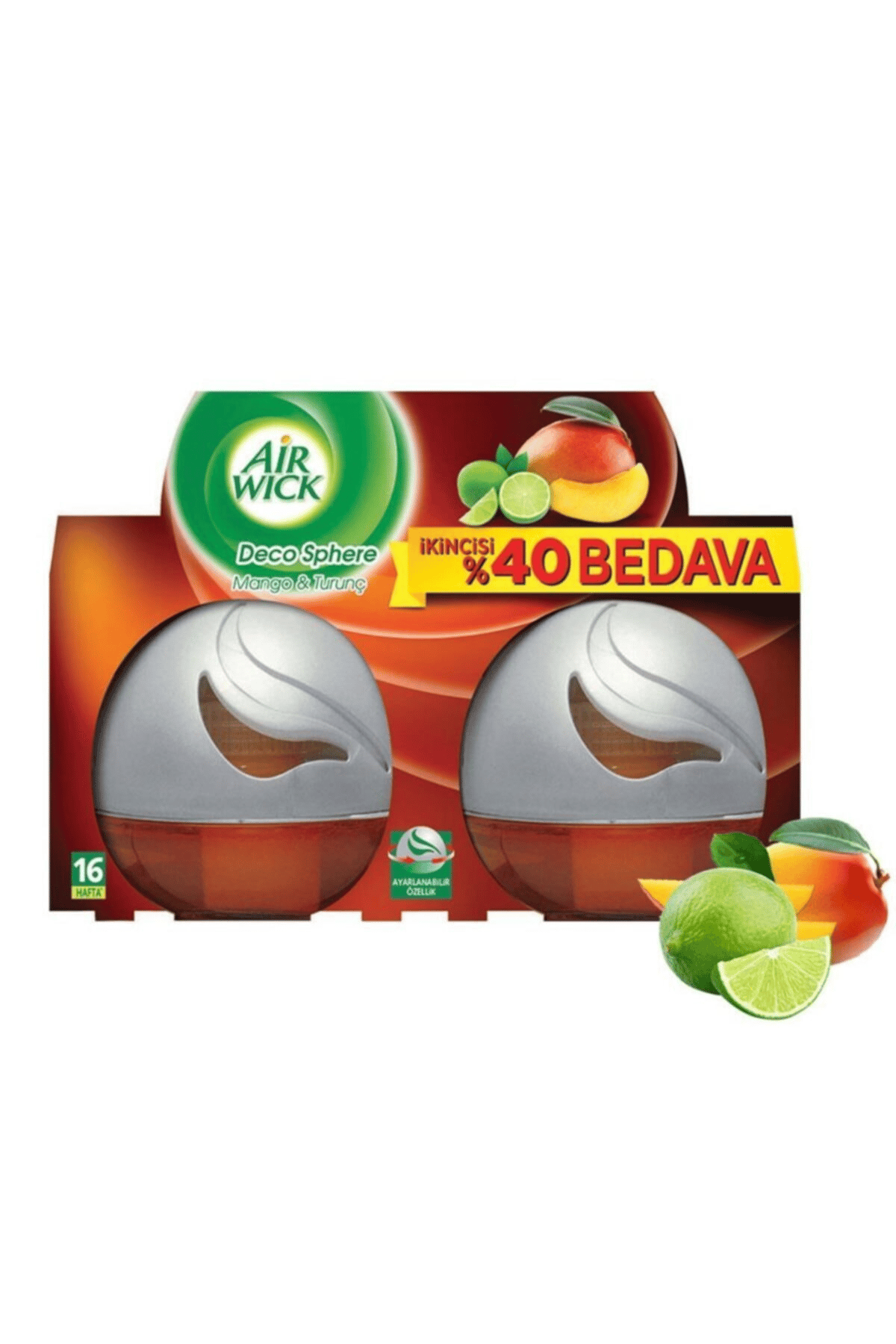 Air Wick Decosphere Hava Tazeleyeci Oda Kokusu Greyfurt Ve Portakal Çiçeği 75 ml x2adet
