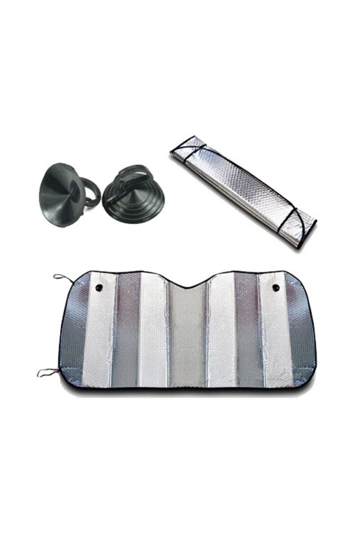 Araba Ön Cam Güneşliği Balonlu Metalize Parlak Alüminyum Katlanabilir Oto Güneşlik (130X60CM)
