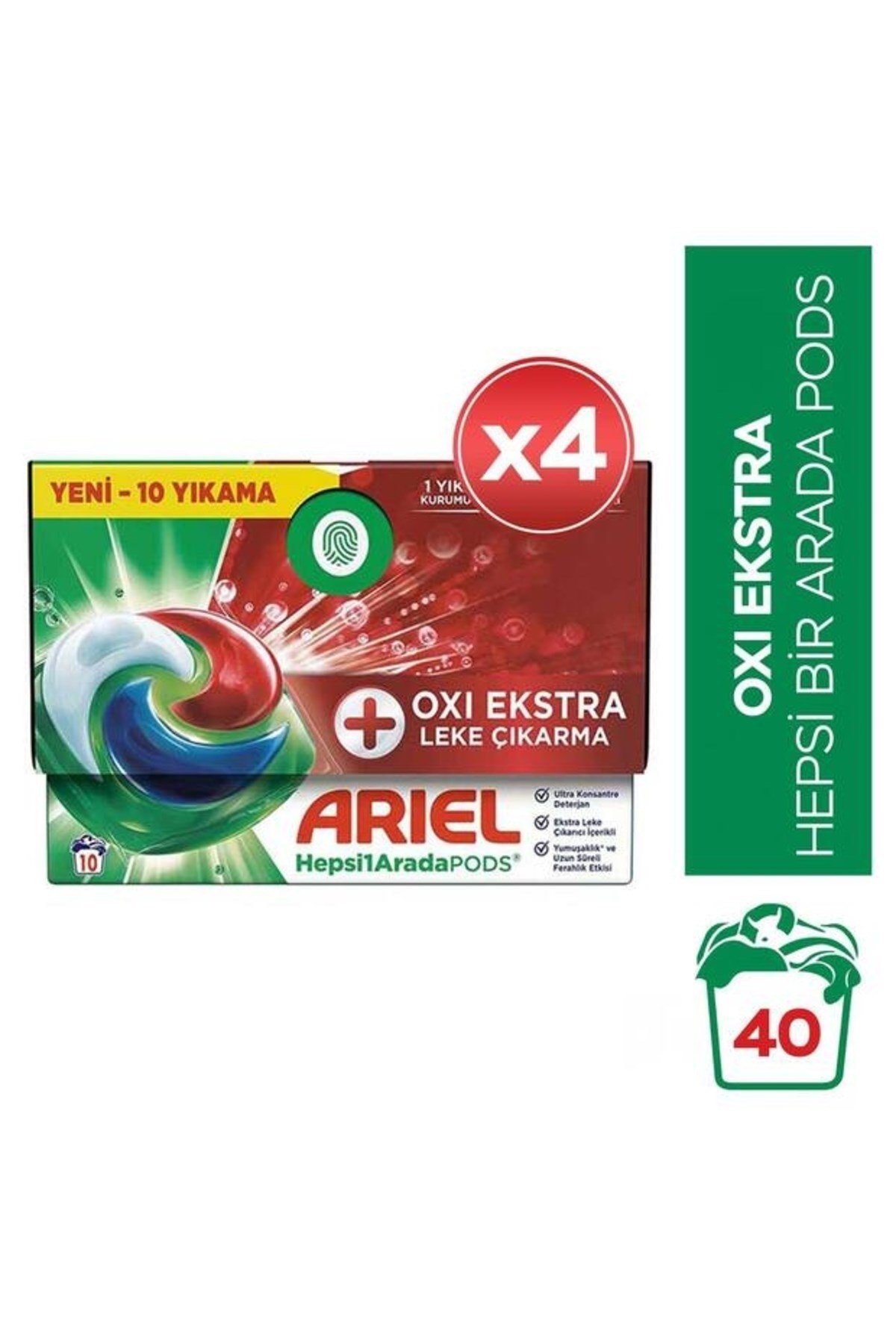 Ariel Hepsi1Arada PODS® Oxi Extra Leke Çıkarma Kapsül Çamaşır Deterjanı Beyazlar ve Renkliler 10 Yıkama x4