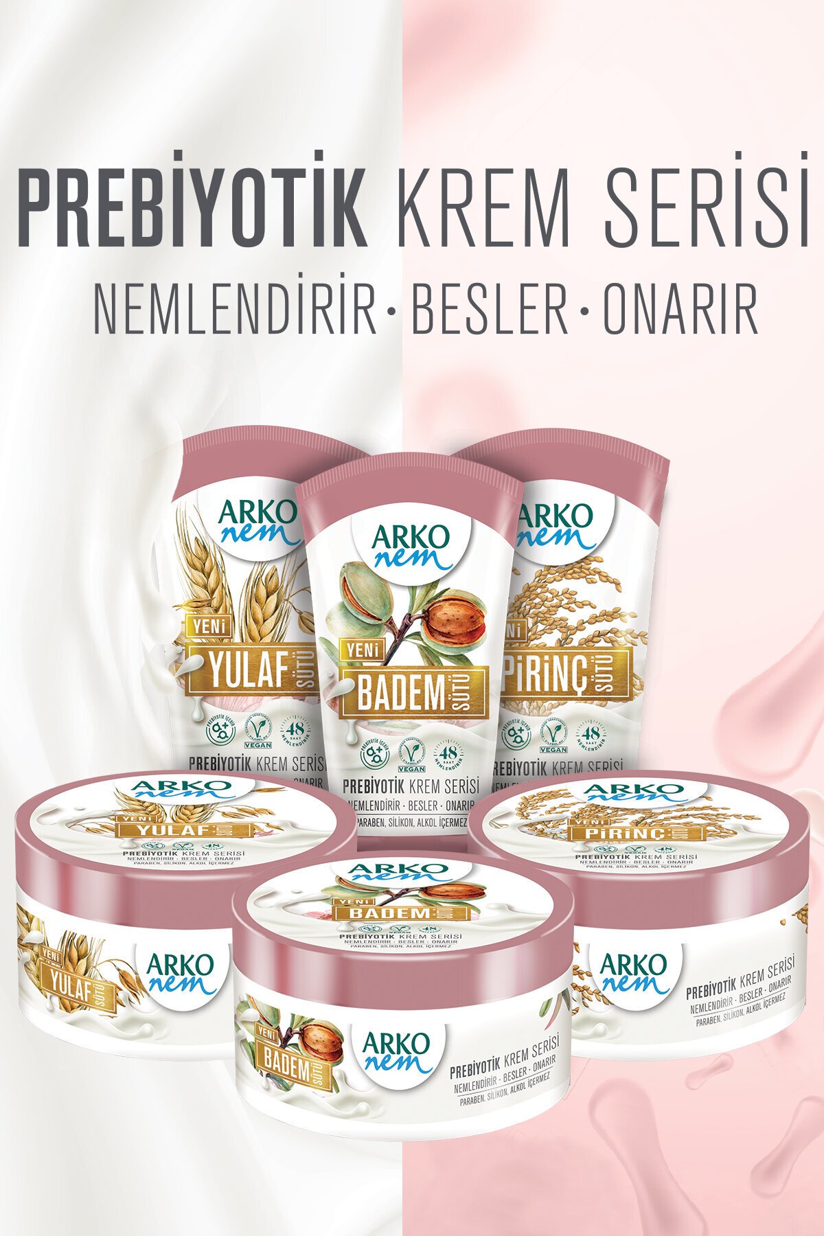 Arko Nem Prebiyotik Krem Serisi Yulaf Sütü 3x60ml