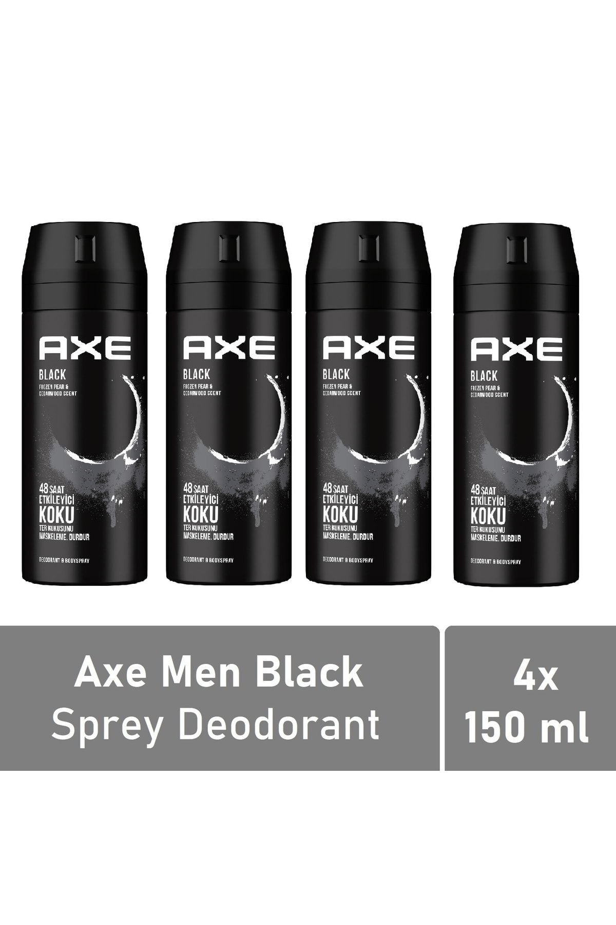 Axe Erkek Sprey Deodorant Black 150ml x4 Adet