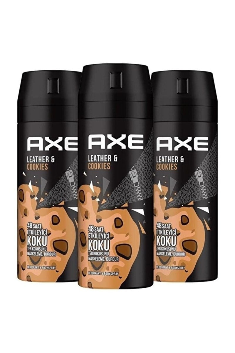 Axe Leather Cookies Erkek Sprey Deodorant 150 ml X 3