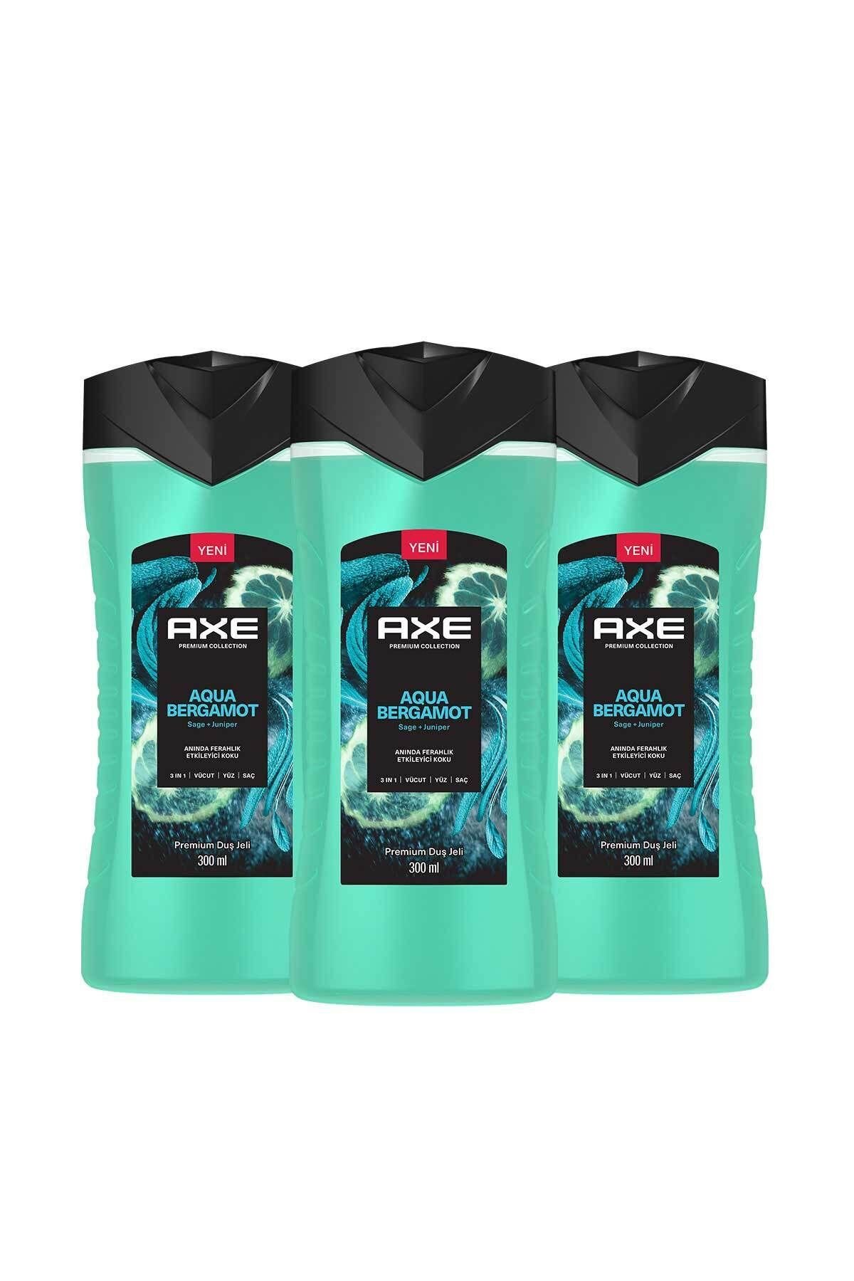 Axe Premium Collection Duş Jeli Aqua Bergamot 3 In 1 Vücut Saç Yüz 300 ml X3