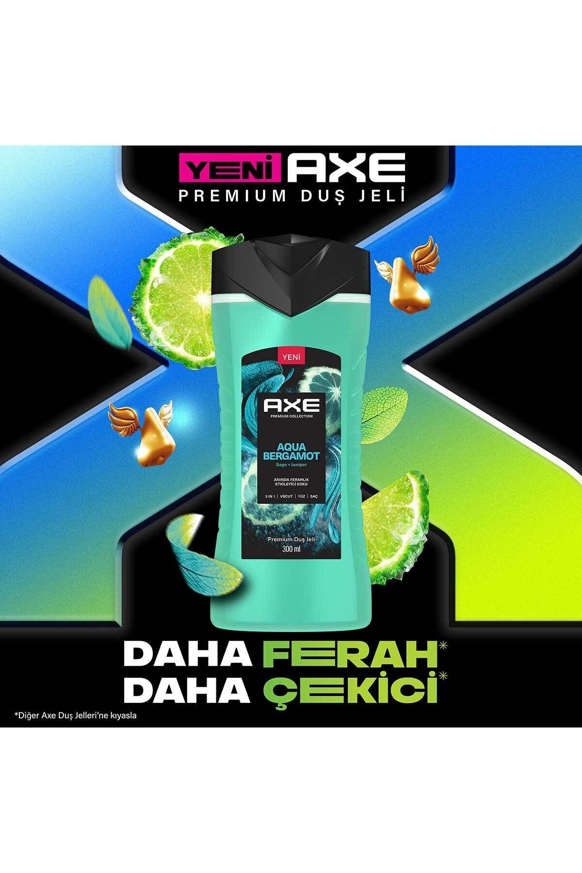 Axe Premium Collection Duş Jeli Aqua Bergamot 3 In 1 Vücut Saç Yüz 300 ml X3