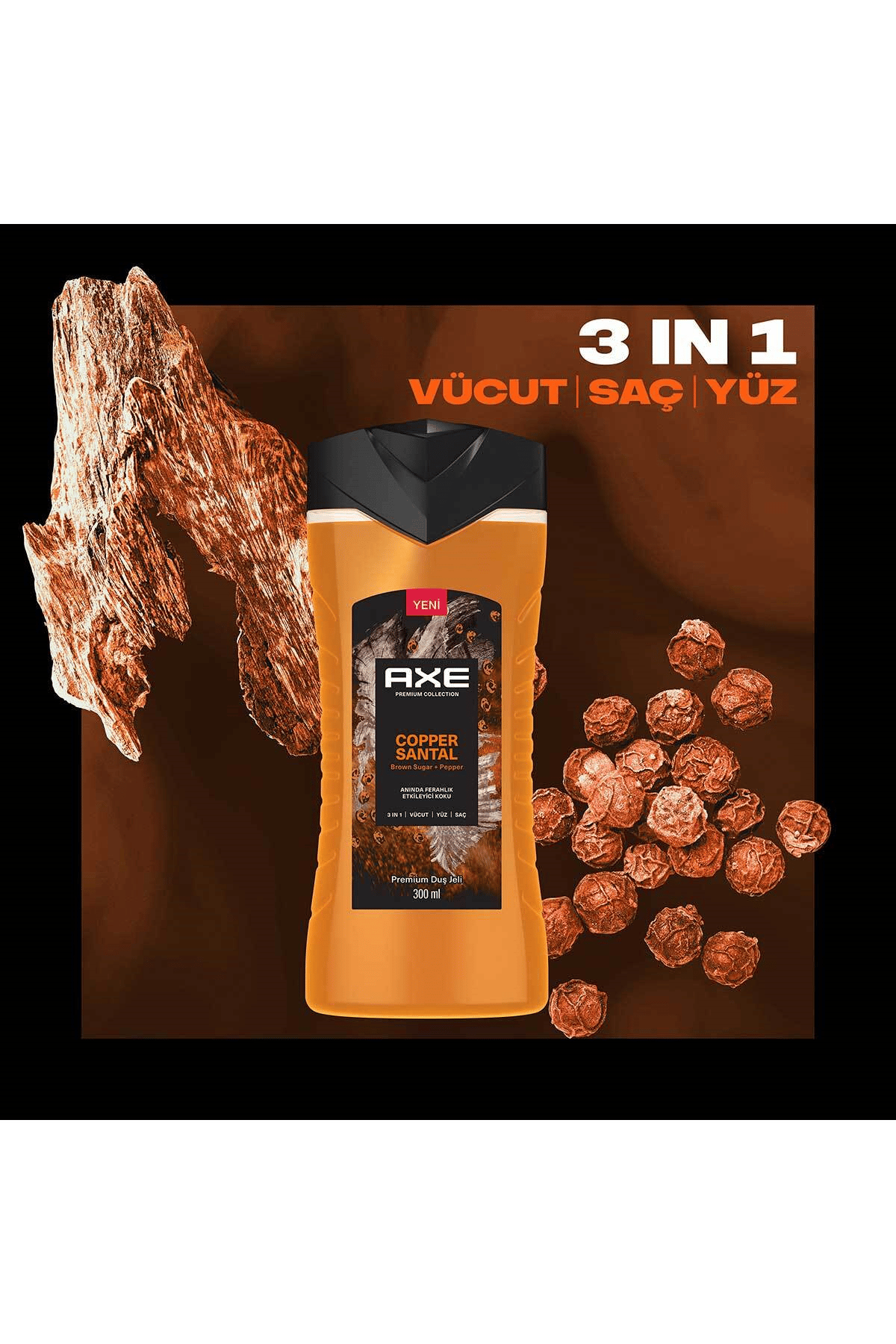 Axe Premium Collection Duş Jeli Copper Santal 3 In 1 Vücut Saç Yüz 300 ml