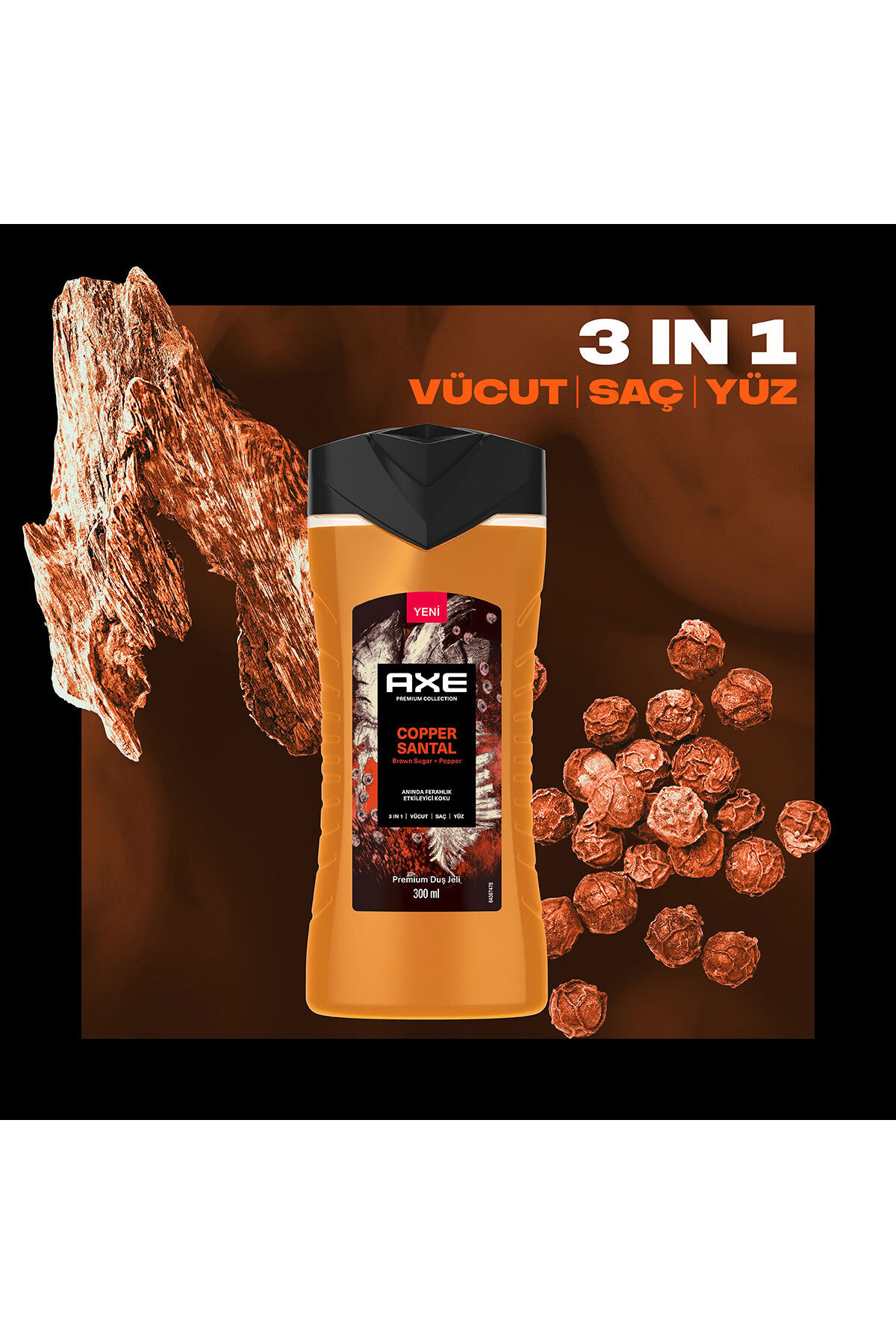 Axe Premium Collection Duş Jeli Copper Santal 3 In 1 Vücut Saç Yüz 300 ml X2