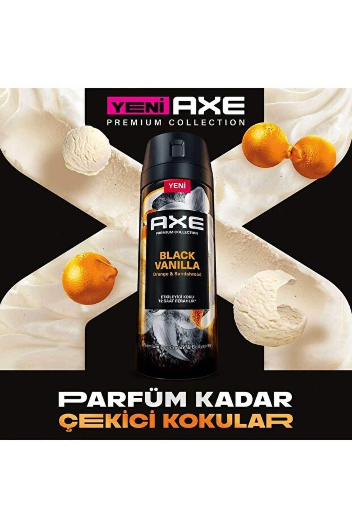 Axe Premium Collection Erkek Sprey Deodorant Black Vanilla 150 ml x3