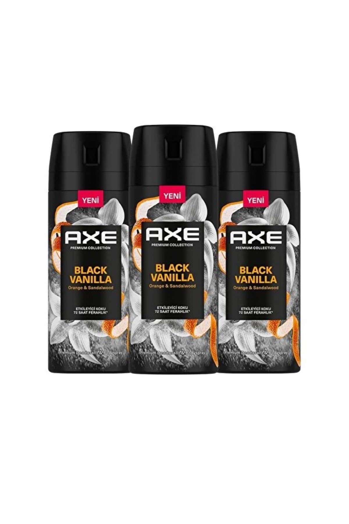 Axe Premium Collection Erkek Sprey Deodorant Black Vanilla 150 ml x3