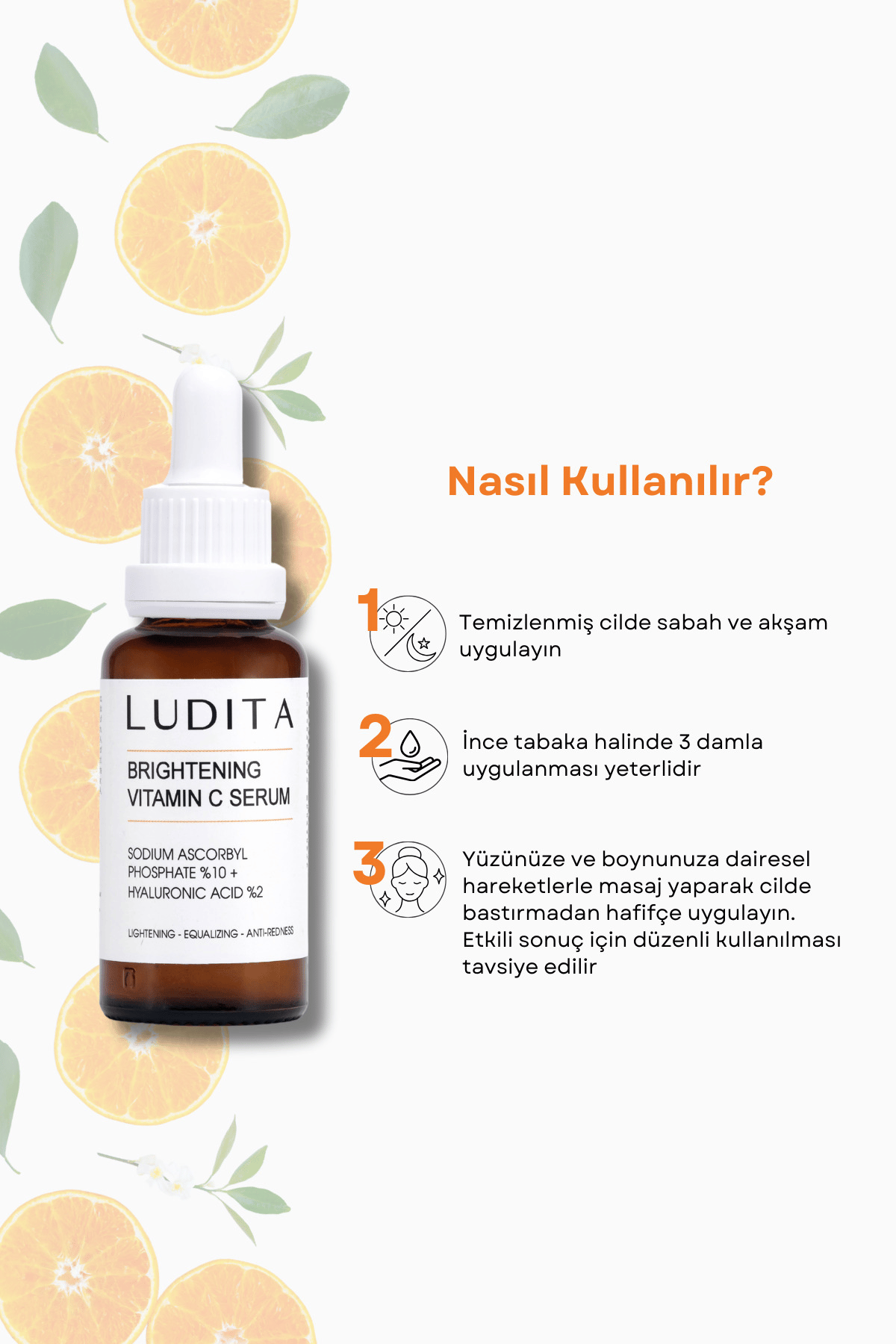 Aydınlatıcı, Renk Tonu Eşitleyici C Vitamini Serumu (vitamin C 10% + Hyaluronic Acid 2%)
