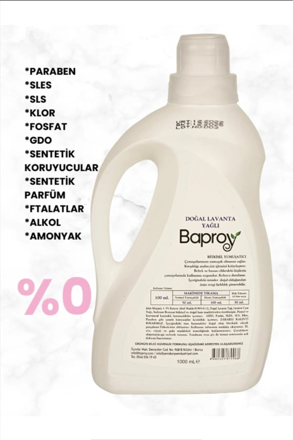 Baproy Bitkisel Çamaşır Yumuşatıcısı Doğal Lavanta Yağlı 1l X2