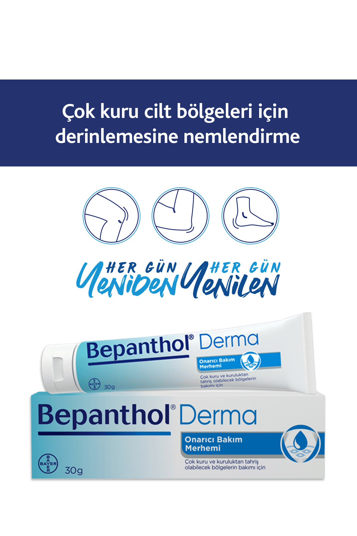Bepanthol Onarıcı Merhem 30g Çok Kuru Ciltler, Tahrişe Yatkın Bölgeler, Günlük Yoğun Nemlendirici, Vücut Bakım