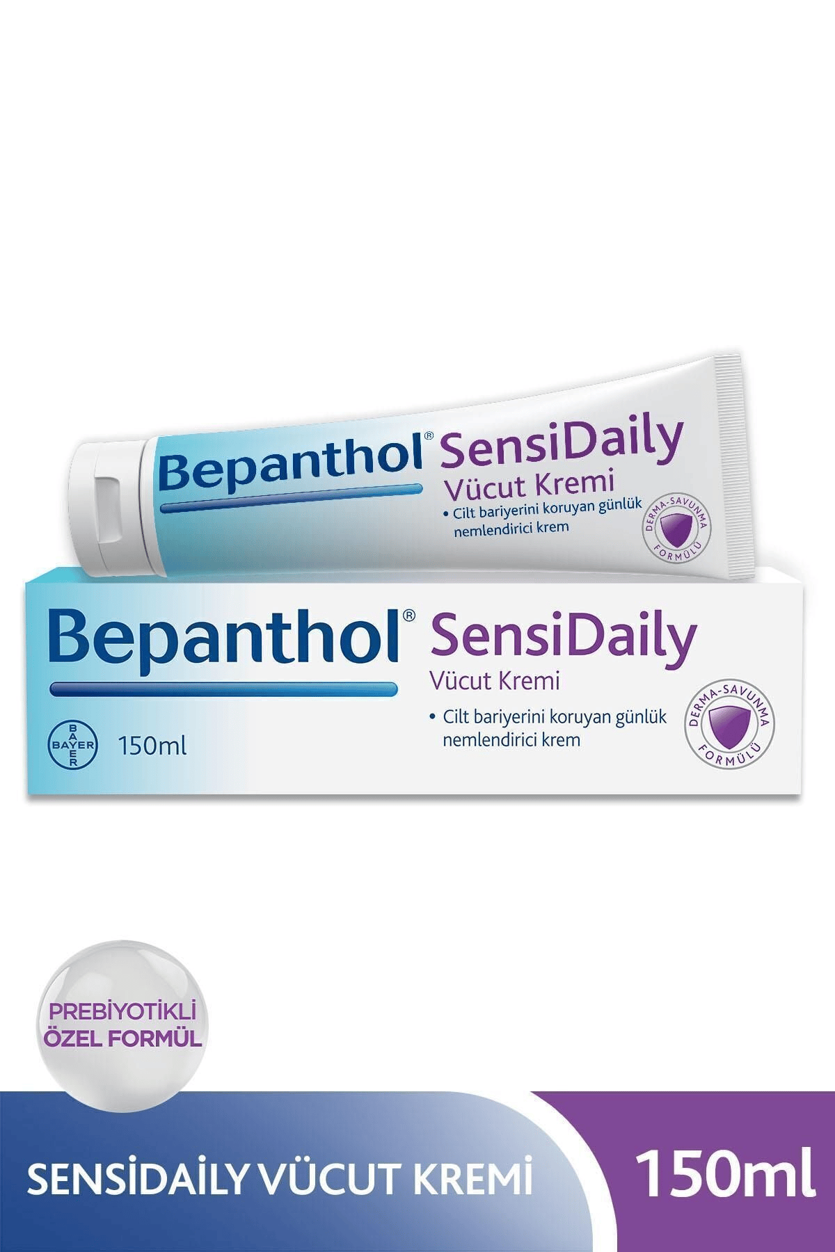 Bepanthol SensiDaily Vücut Kremi 150 ml l Çok Kuru veya Atopik Ciltler İçin Prebiyotikli Özel Formül