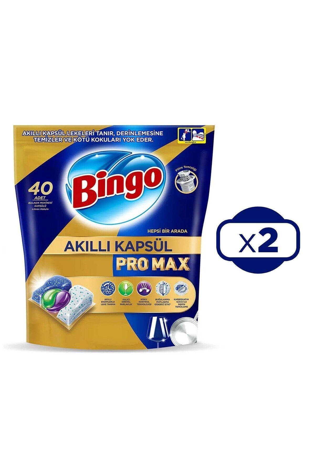 Bingo Akıllı Kapsül Pro Max Bulaşık Makinesi Deterjanı Tableti  40'lı x 2 adet