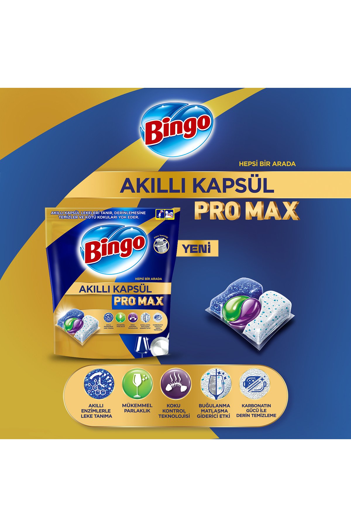 Bingo Akıllı Kapsül Pro Max Bulaşık Makinesi Deterjanı Tableti 40'lı x 6 adet