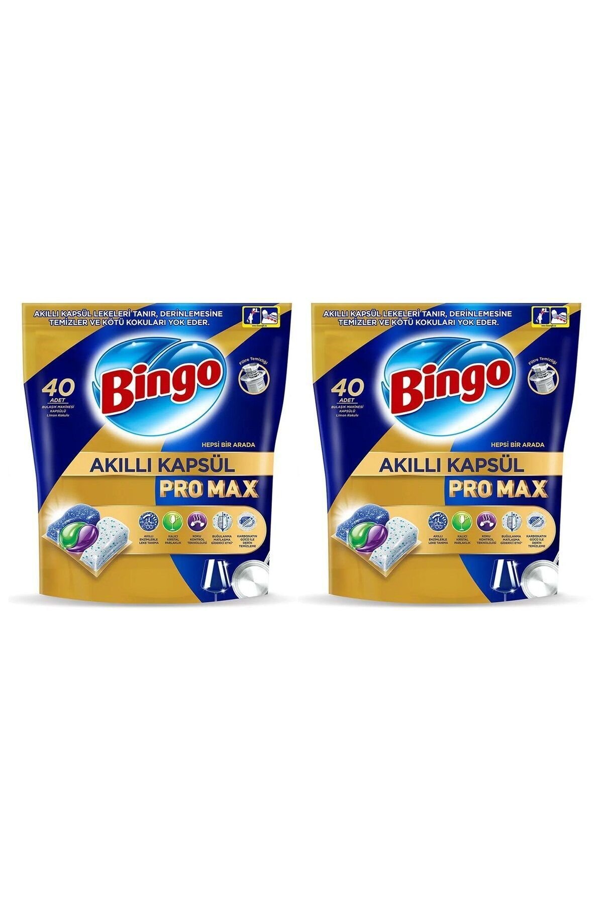Bingo Akıllı Kapsül Pro Max Bulaşık Makinesi Deterjanı Tableti  40'lı x 2 adet