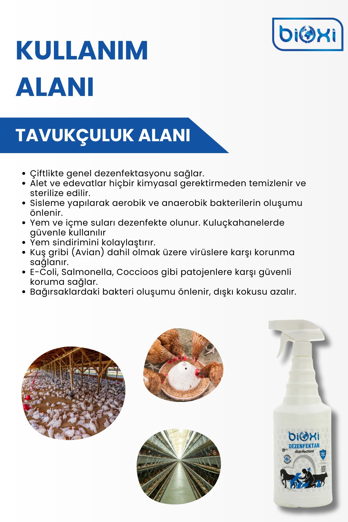 Bioxi Hipokloröz Asit (HOCL) Bazlı Etkili Temizlik, Veteriner Ve Hayvancılık Dezenfektan 1 Lt