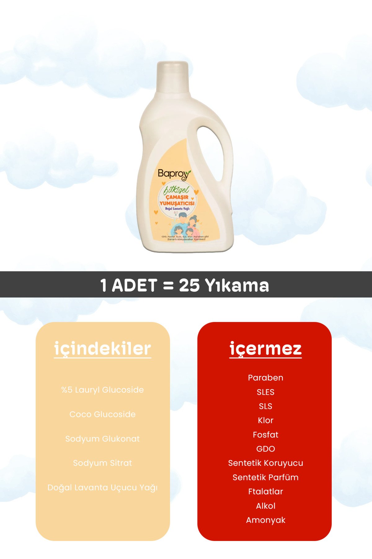 Bitkisel Çamaşır Yumuşatıcısı 1 l Doğal Lavanta Yağlı 25 Yıkama