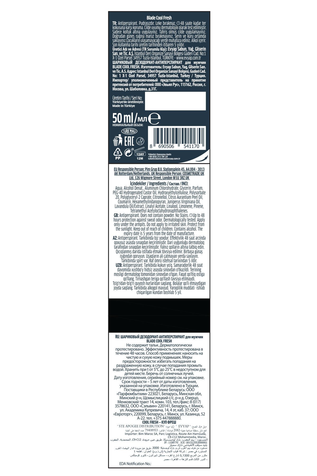 Blade Cool Fresh Roll On 50 Ml x3 Adet