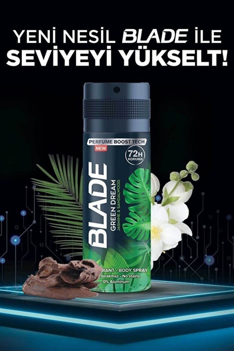 Blade Erkek Deodorant 4'lü Set Cool 1x Mountain 1x Self Confidence 1x Green Dream 1x 