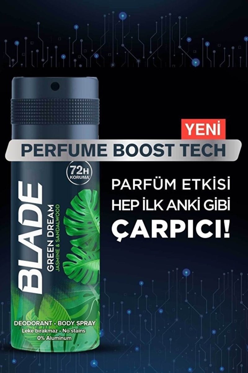 Blade Erkek Deodorant 4'lü Set Cool 1x Mountain 1x Self Confidence 1x Green Dream 1x 