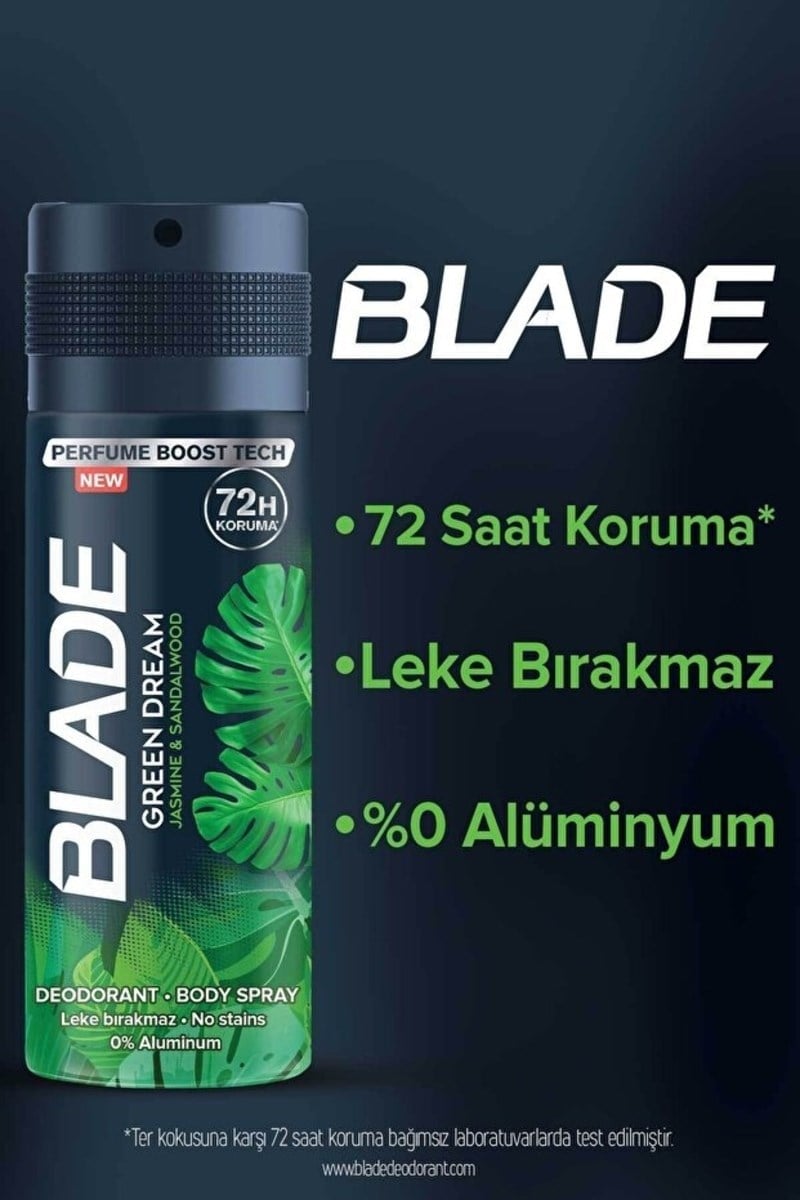 Blade Erkek Deodorant 4'lü Set Cool 1x Mountain 1x Self Confidence 1x Green Dream 1x 