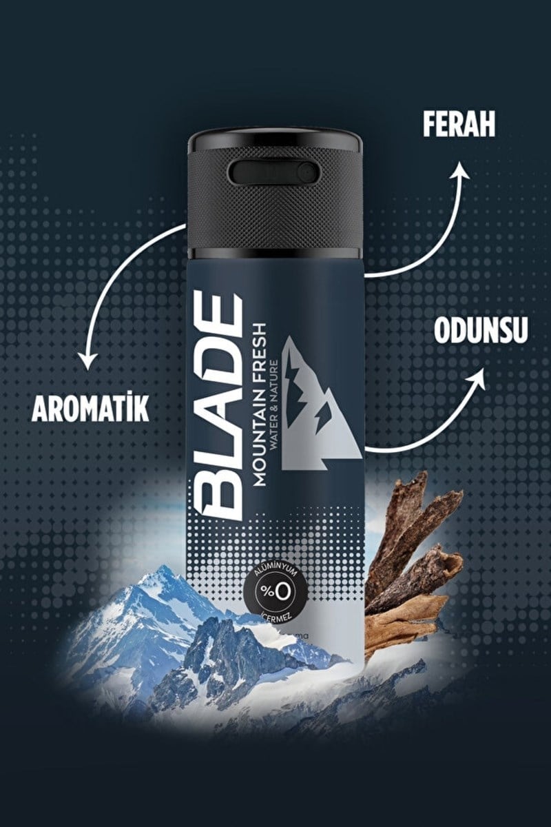 Blade Erkek Deodorant 4'lü Set Cool 1x Mountain 1x Self Confidence 1x Green Dream 1x 