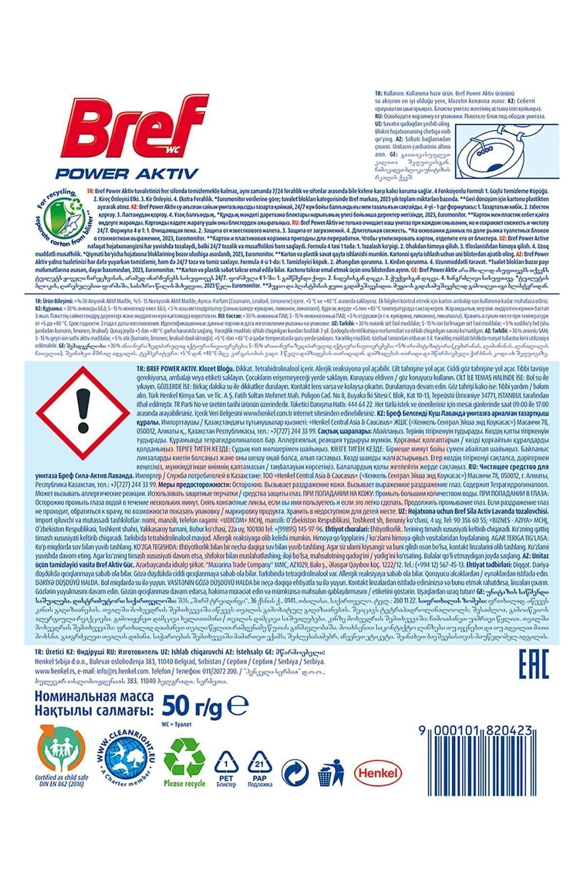 Bref Power Aktiv Lavanta Tekli 50 gr x5 Adet