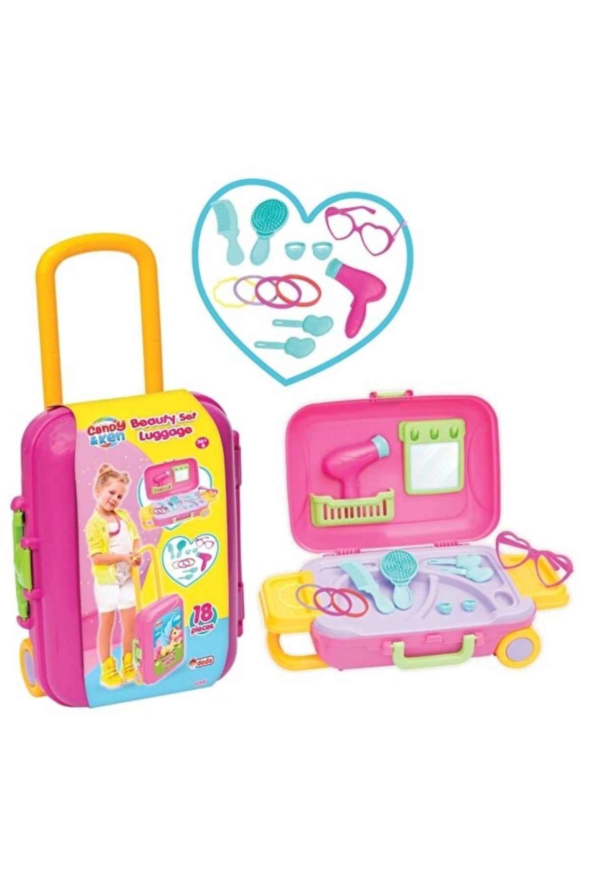 Candy & Ken Kız Çocuk Valizli Bavullu Güzellik Seti Bavul Valiz Oyuncak Bavulum Valizim Set Dede 1