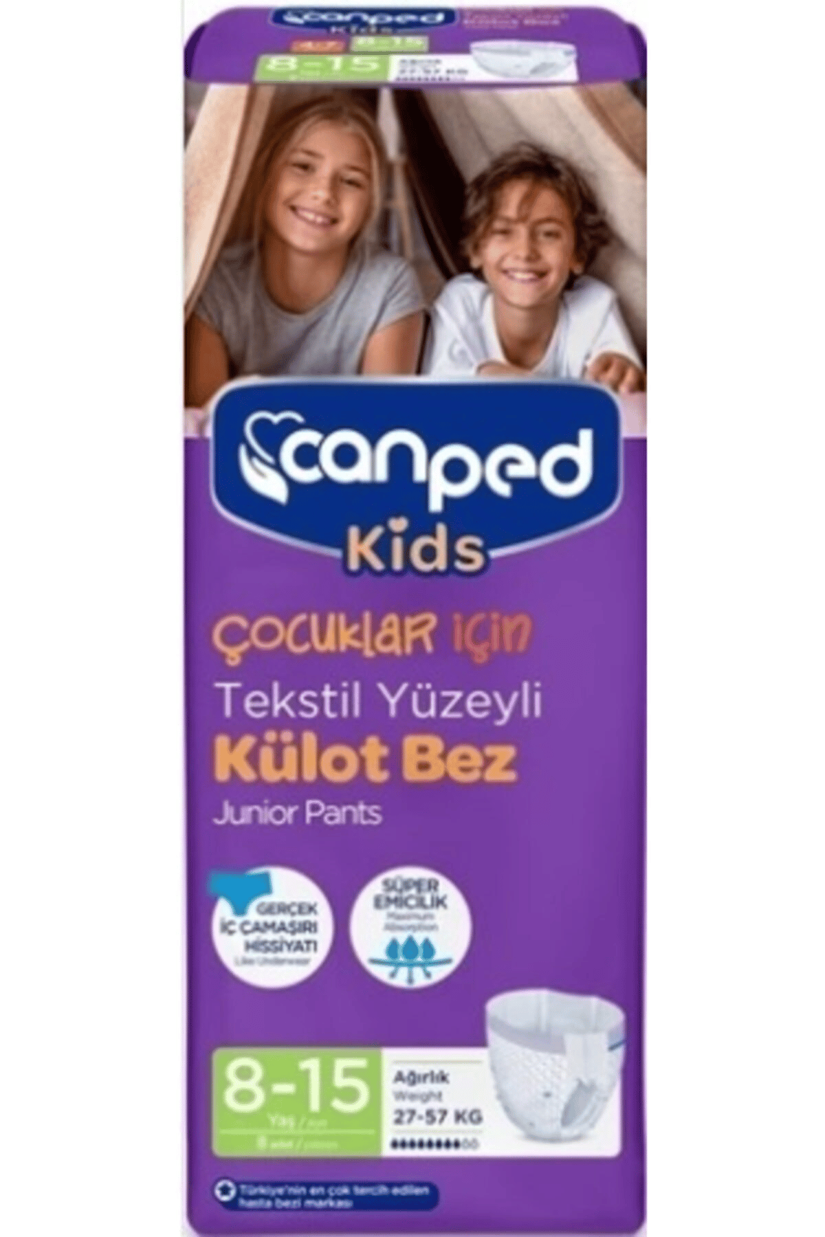 Canped Emici Külot Tekstil Yüzeyli Çocuk Hasta Alt Bezi 8-15 Yaş 8'li