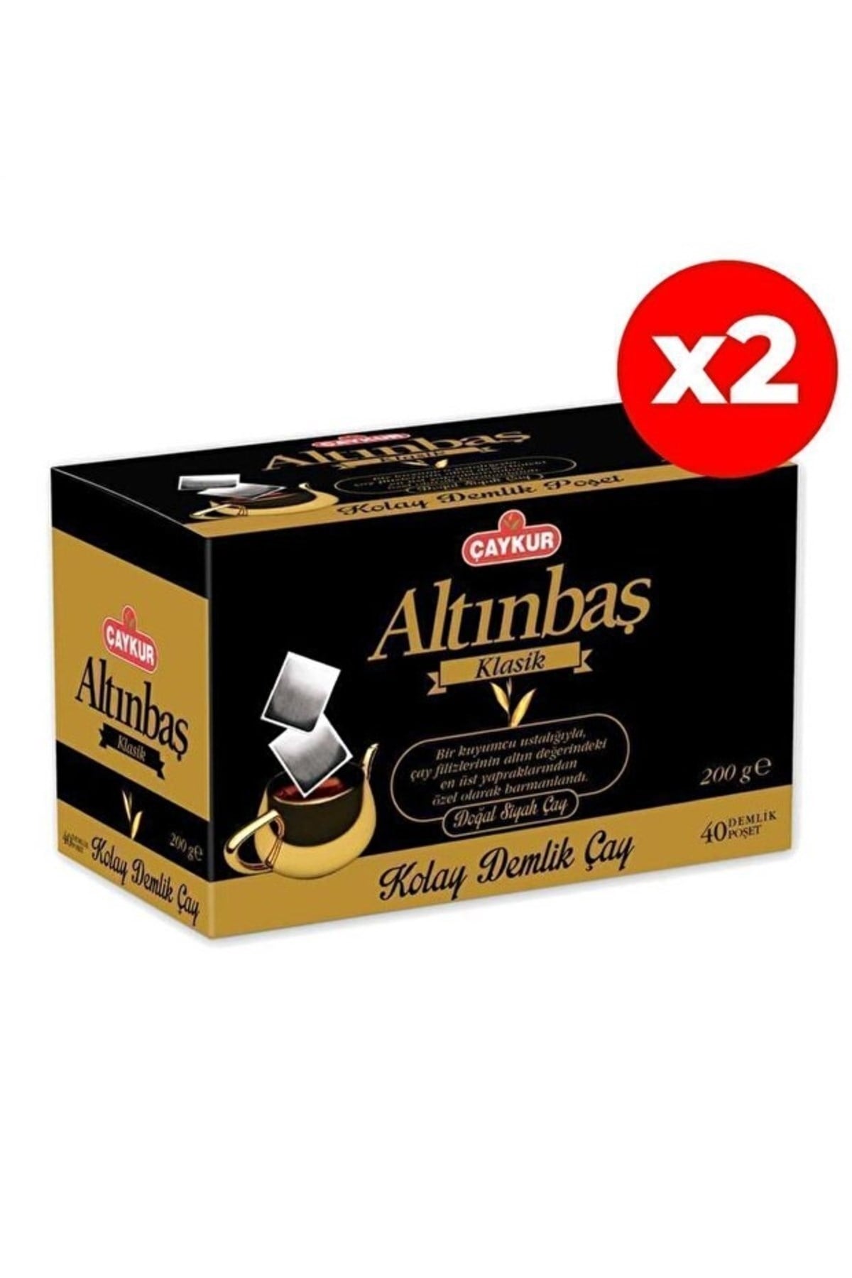 Çaykur Altınbaş Demlik Poşet Çay sade 40*5gr 200gr X2 PAKET