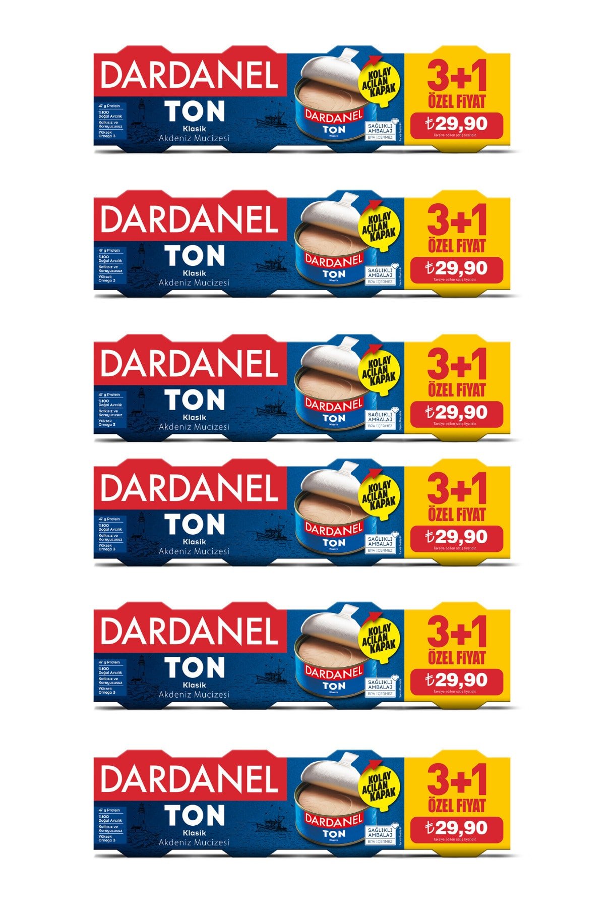Dardanel 75 gr x 4 Ton Balığı (3+1) 6'lı Paket