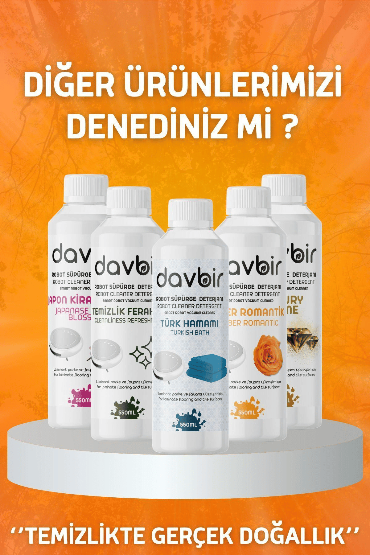 Davbir Amber Romantik Kokulu Akıllı Robot Süpürge Deterjanı,Sprey Mop Deterjanı,Yüzey Temizleyici 550ml