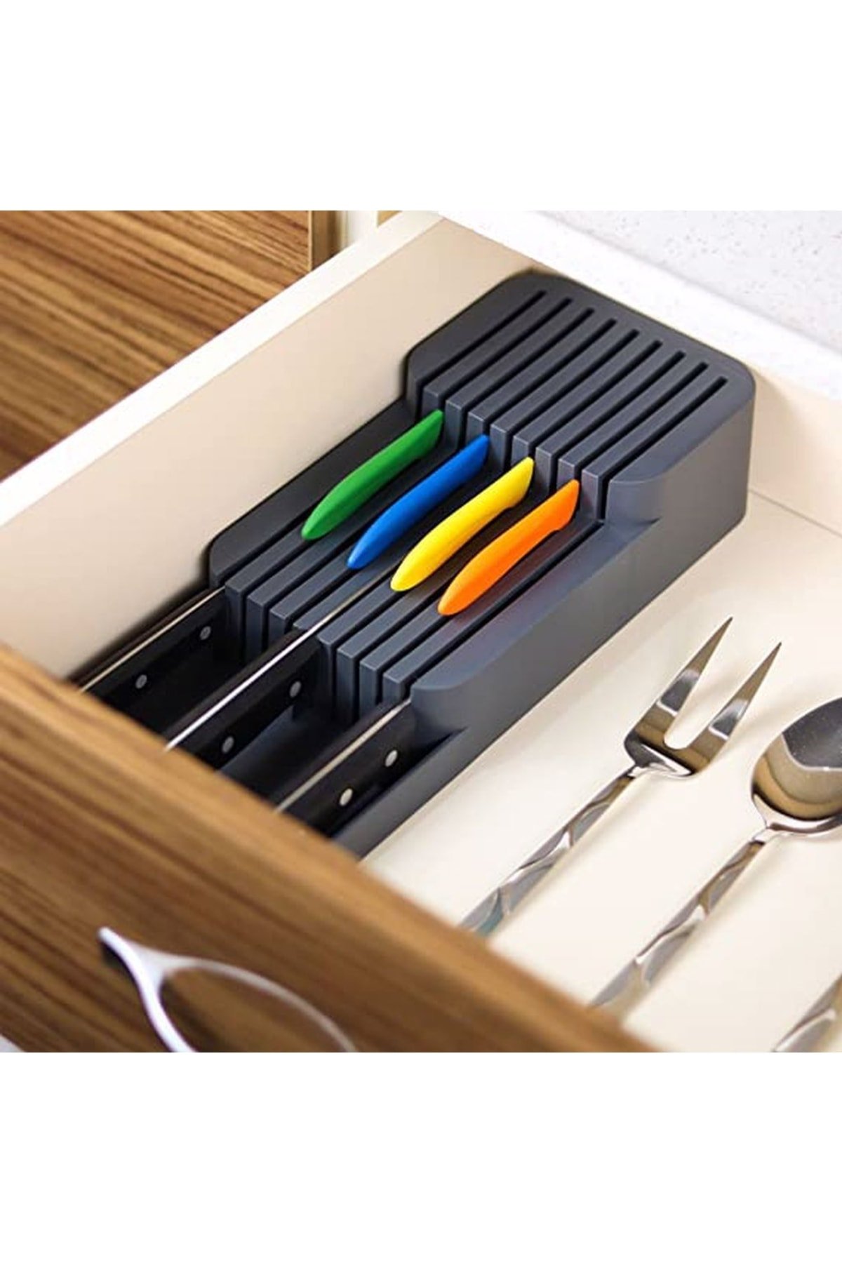 DecobellaPratik 2 Sıra Bıçaklık + 5 Bölmeli Çekmece Içi Kaşıklık 2'li Düzenleyici Set