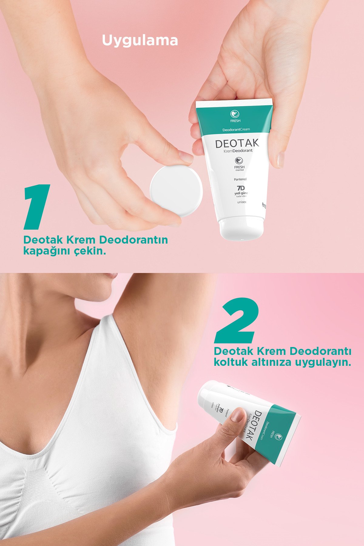 Deotak Fresh Mentol Ferahlığı 7 Güne Kadar Etkili Krem Deodorant 35 ml x 4 Adet