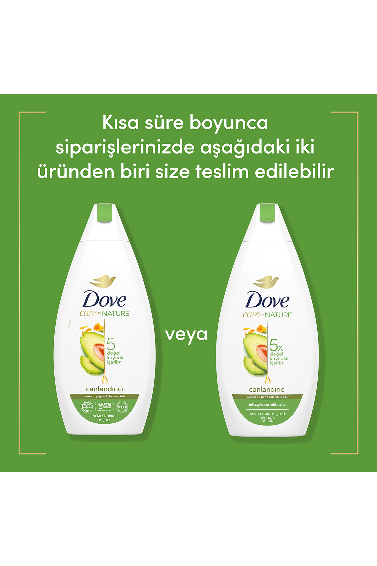 Dove Care By Nature Nemlendirici Duş Jeli Avokado Yağı Ve Kalendula Özü Canlandırıcı 450 ml X2 Adet