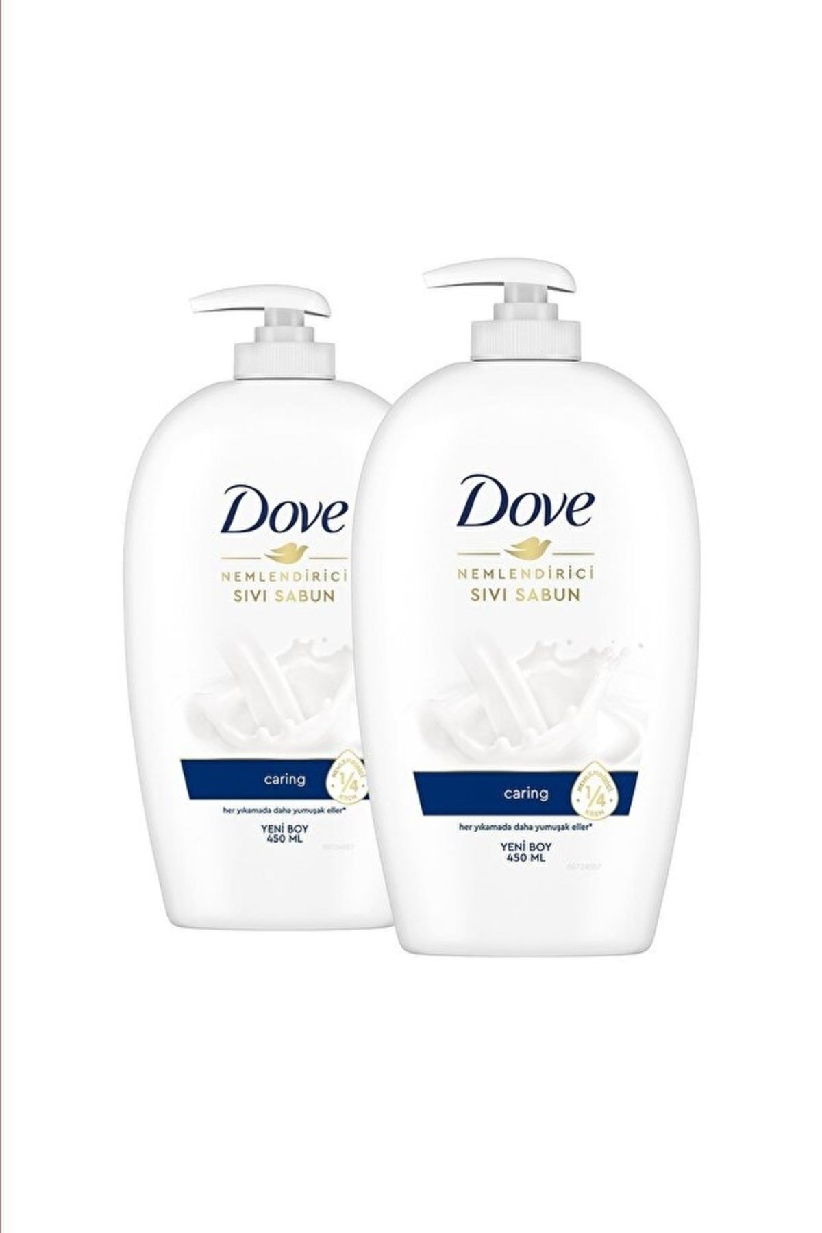 Dove Nemlendirici Sıvı Sabun Caring 1/4 Nemlendirici Krem Etkili 450 ml X2 Adet