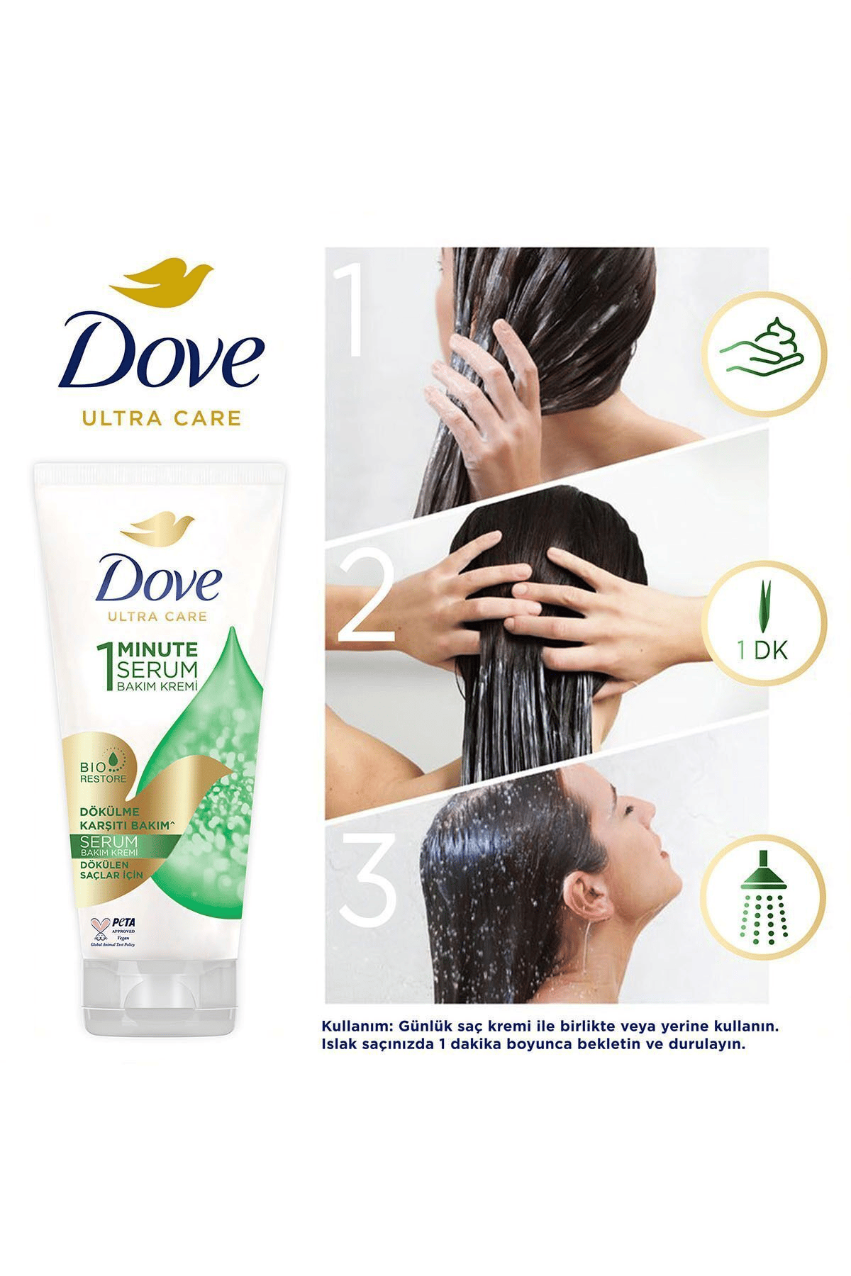 Dove Ultra Care 1 Minute Serum Saç Bakım Kremi Dökülme Karşıtı Bakım 170 ml