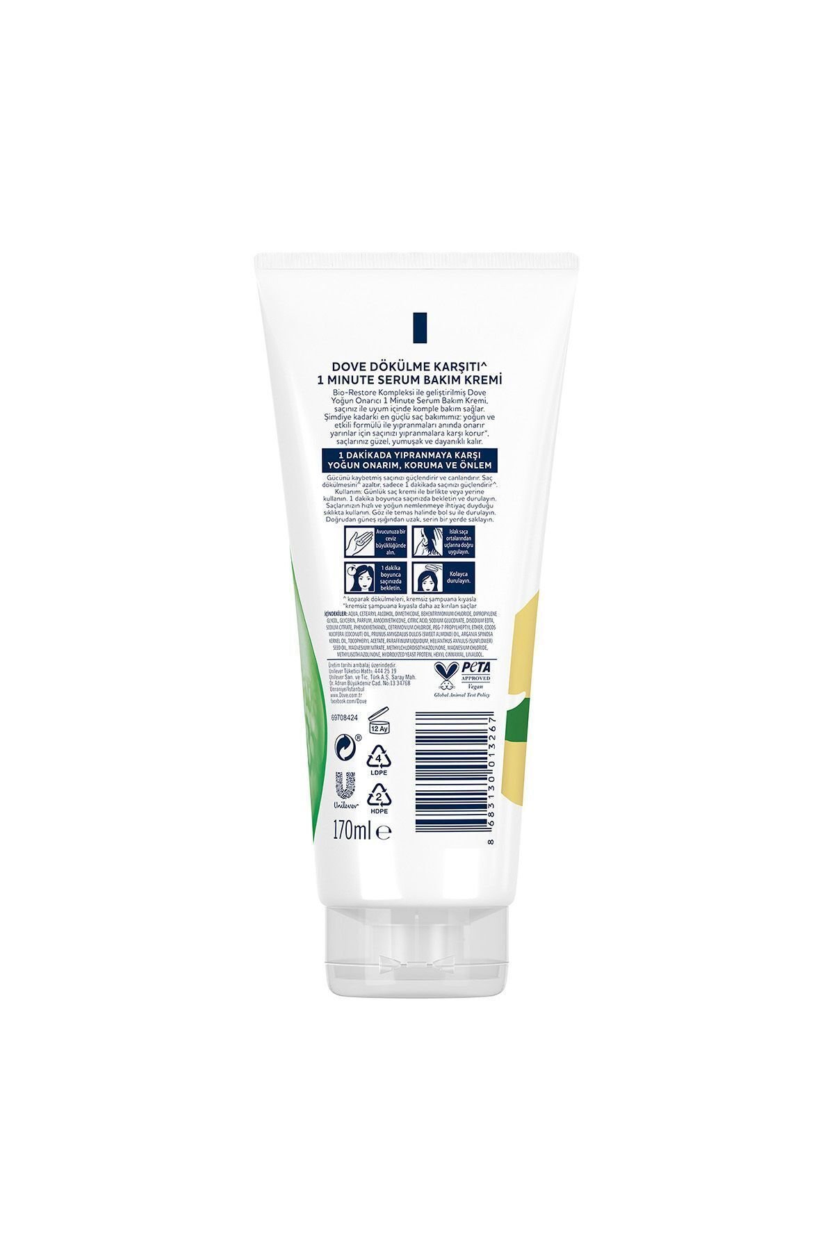 Dove Ultra Care 1 Minute Serum Saç Bakım Kremi Dökülme Karşıtı Bakım 170 ml
