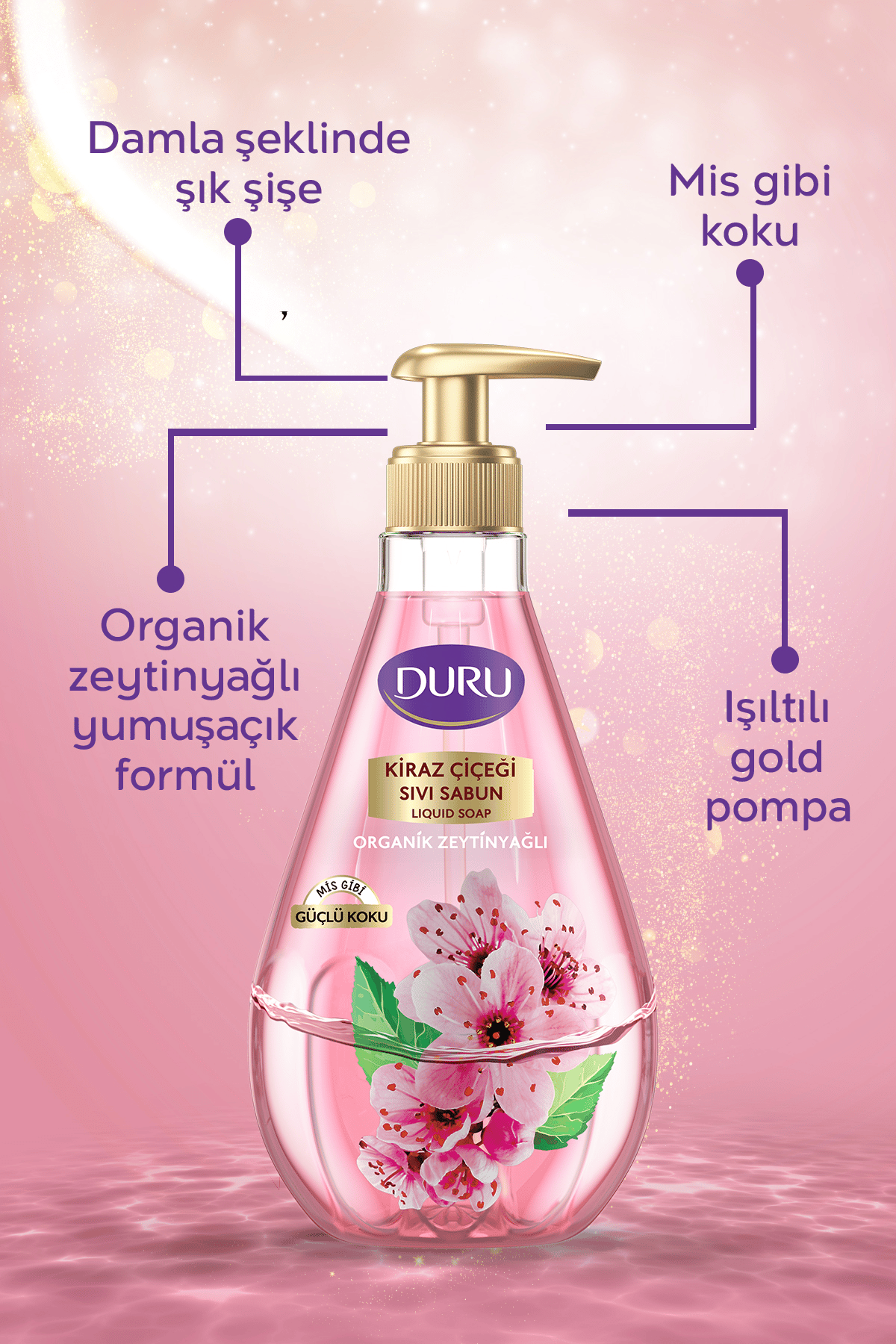 Duru Organik Kiraz Çiçeği Sıvı Sabun 1500 ml x2 Adet + Duru Kiraz Çieği 500 ml