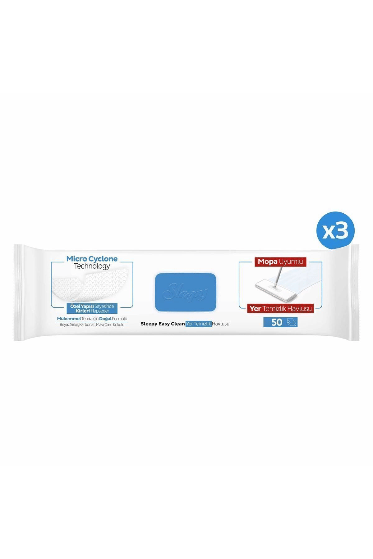 Easy Clean Çamaşır Suyu Katkılı Mopa Uyumlu Yer Temizlik Havlusu 3x50 (150 YAPRAK)